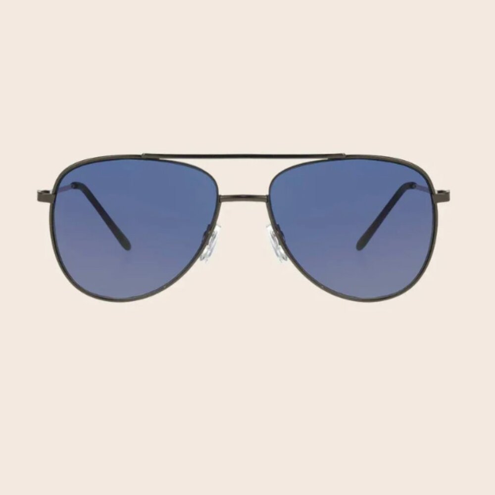 Foster Grant Panama Jack Matte Black Gunmetal Aviator Sunglasses with Tortoise